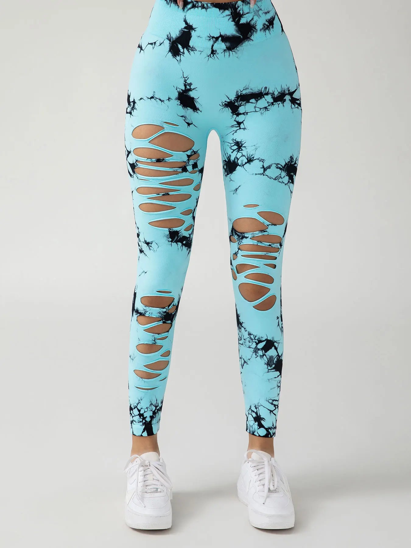 Women'S Fashion Seamless Tie Dye Skinnyyoga Pants New Casual Hollow Out High Waist Scrunch Butt Hip Sports Fitness Leggings