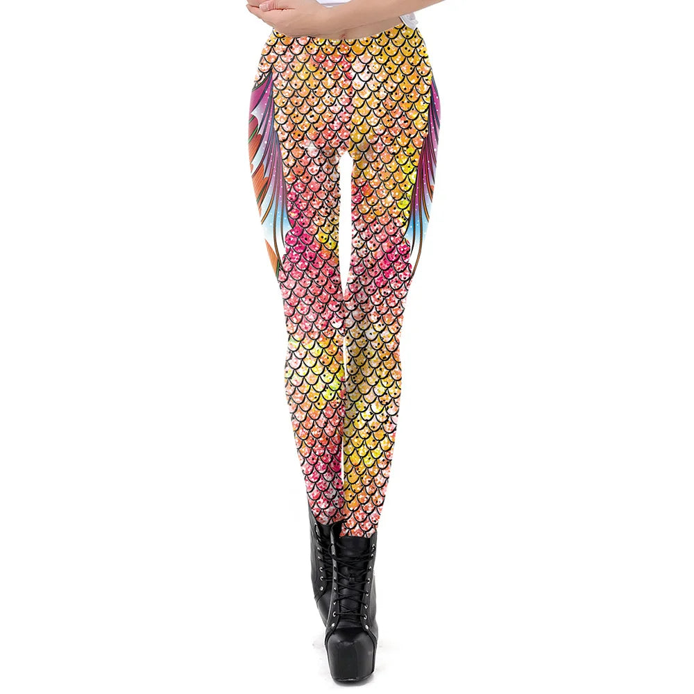 NADANBAO New Galaxy Leggings Women Sexy Mermaid Legging Fish Scale Leggins Fitness Colorful Elasticity Legins
