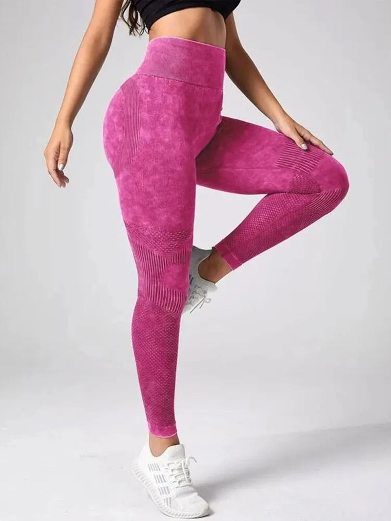 Women'S 2-Piece Yoga Basic Tie Dye Tummy Control Sports Leggings