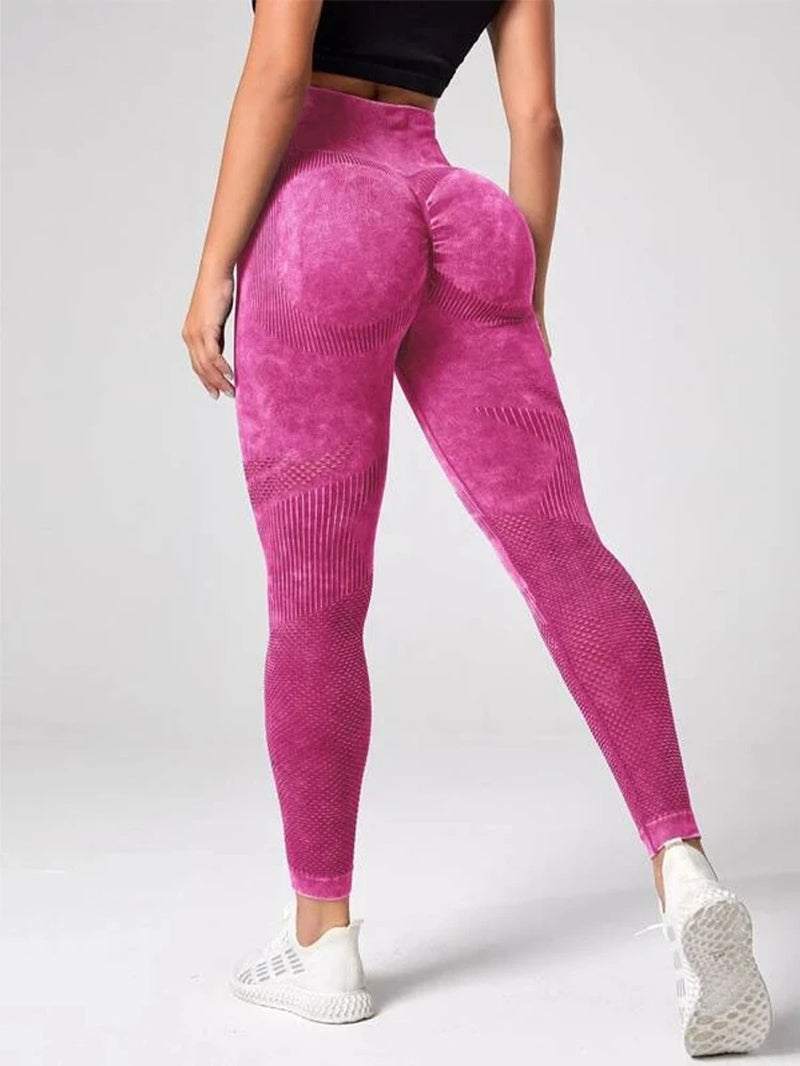 Women'S 2-Piece Yoga Basic Tie Dye Tummy Control Sports Leggings