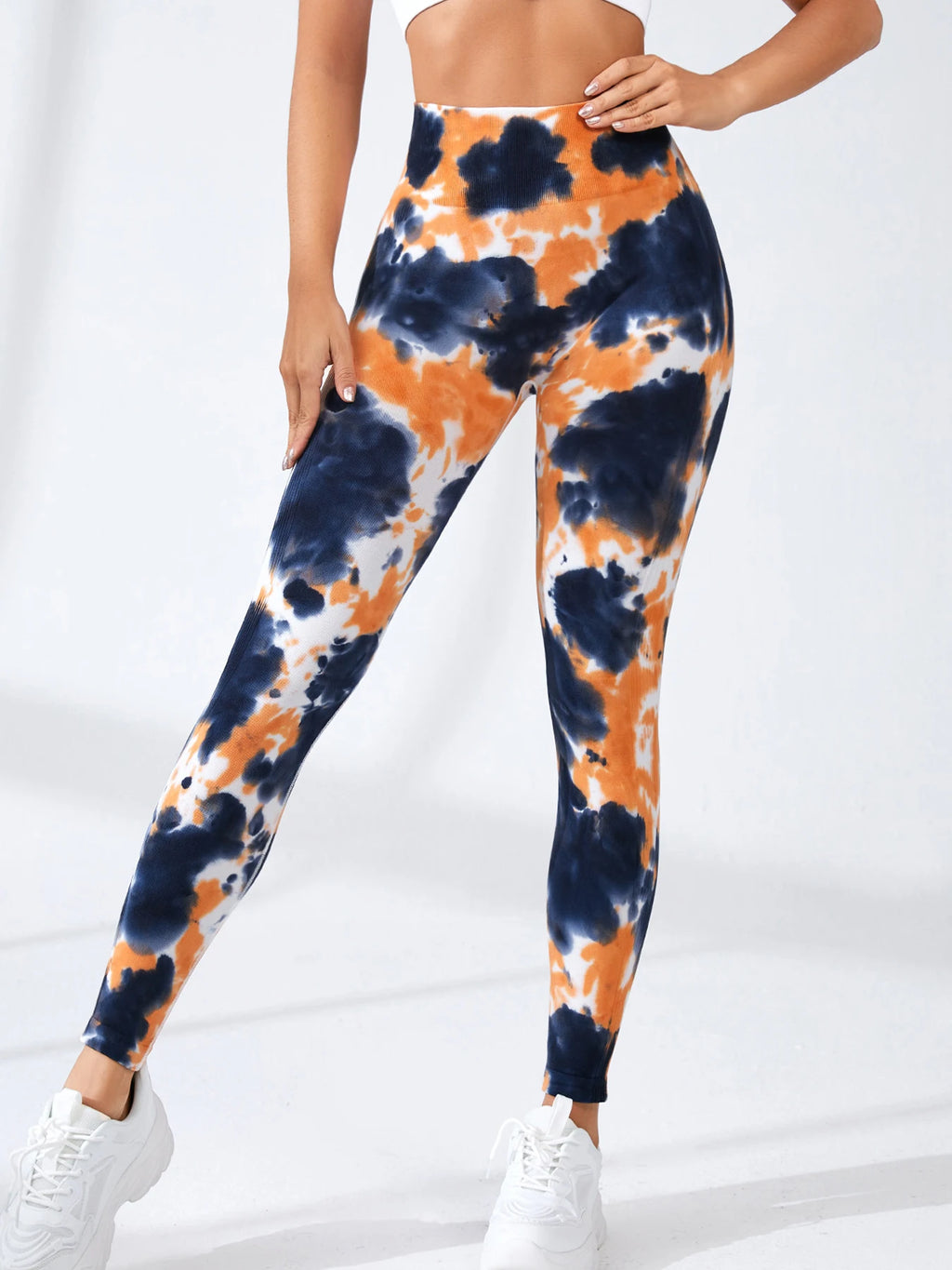 Fashion Tie Dye Print Seamless Yoga Leggings for Women High Waisted Push up Workout Tights Female Gym Breathable Skinny Pants