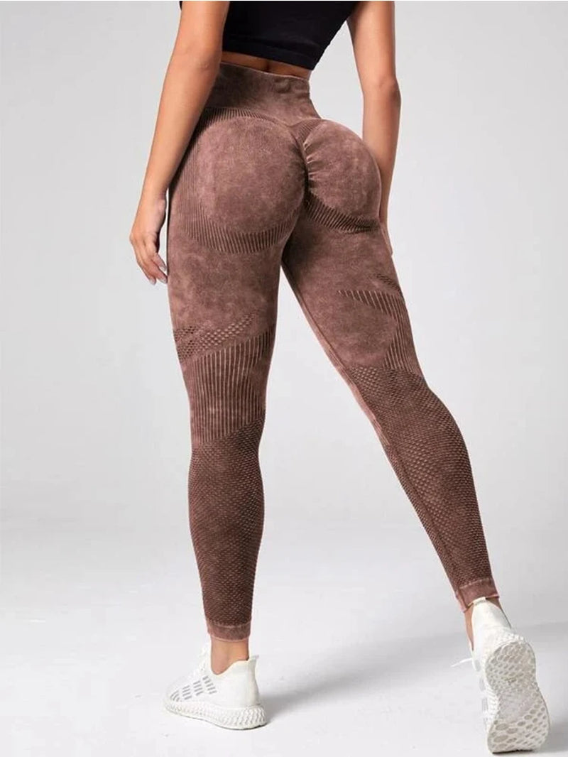 Women'S 2-Piece Yoga Basic Tie Dye Tummy Control Sports Leggings