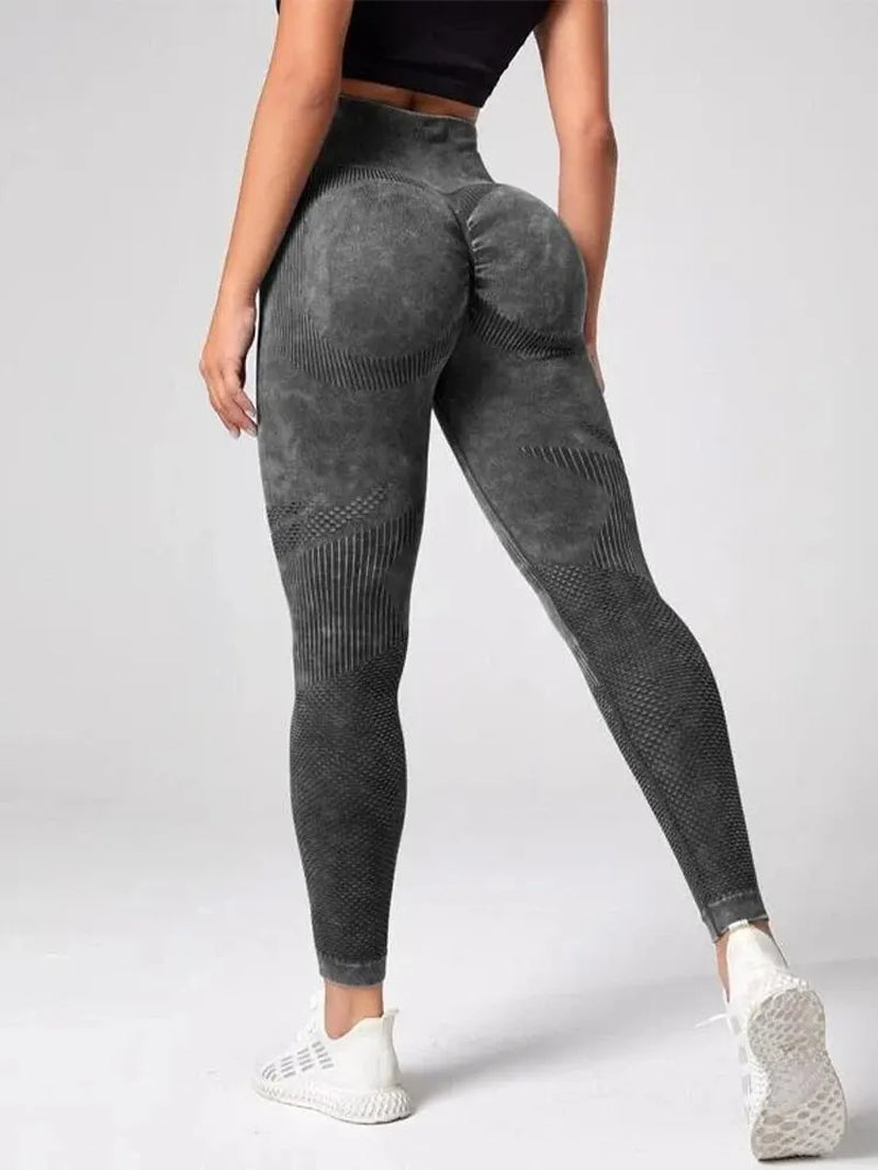 Women'S 2-Piece Yoga Basic Tie Dye Tummy Control Sports Leggings