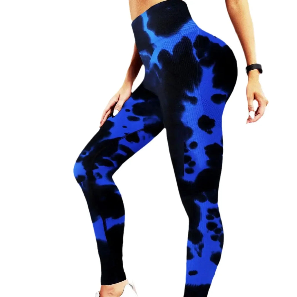New High-Waisted Yoga Pants Women'S Running Fitness Trousers Sweat-Absorbent Tie-Dye Peach-Colored Push-Up Pants